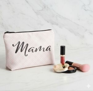 Sassy + Chic Pink Lattice "Mama" Cosmetic/Travel Bag 6in X 7.5in